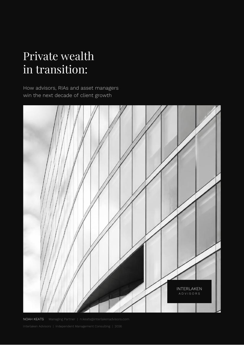 Cover of the Interlaken Advisors 2026 whitepaper, Private Wealth in Transition